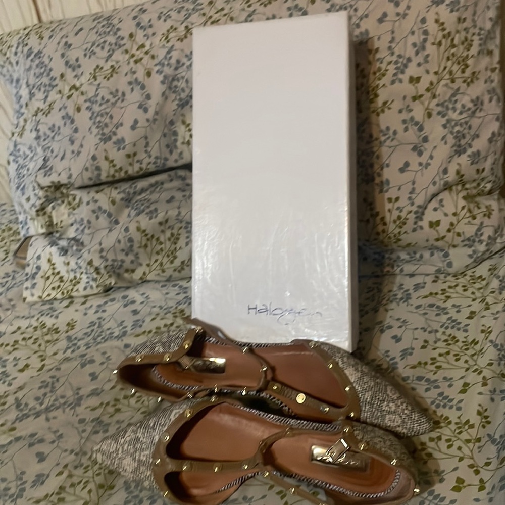 Halogen Women's Sandal Natural Snake Print Leather Size 7.5
